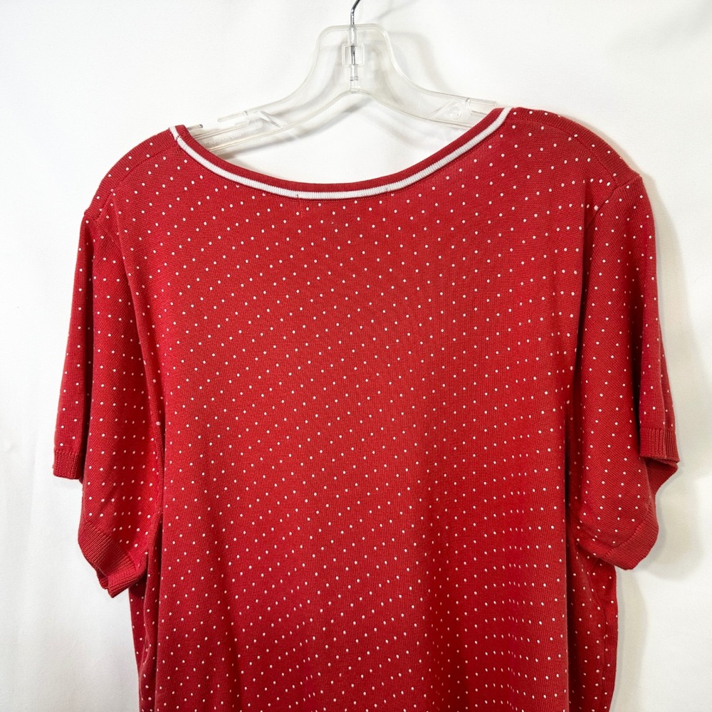 WoWoman Within Plus Size 3X Top Red White Polka Dot Cotton Short Sleeve 1833 - Picture 5 of 7